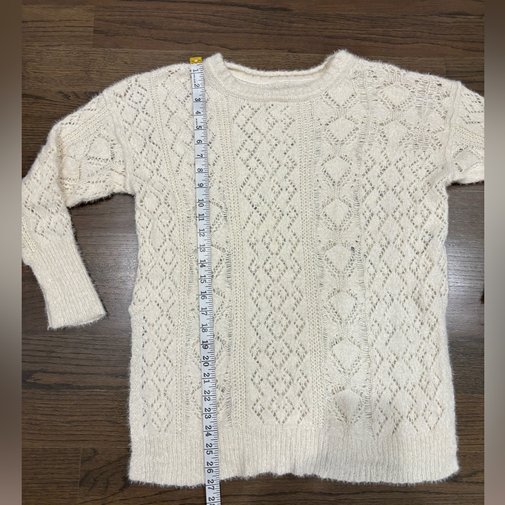 Anthropologie Distressed Stitch Longline Side Slit Sweater by Pilcro - Picture 7 of 9